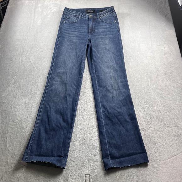 Judy Blue Denim - Judy Blue Straight Fit High Rise Raw Hem Jeans Dark Wash JB88861 DK Size 9/29